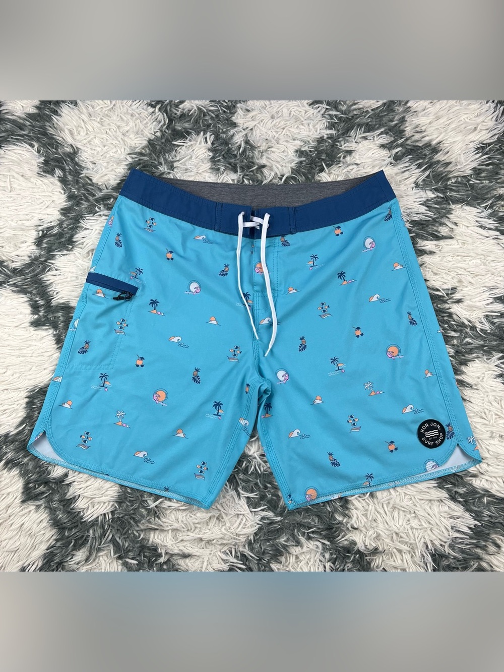 Ron Jon Surf Shop Men’s Blue Board Shorts Surf Swim Size 34